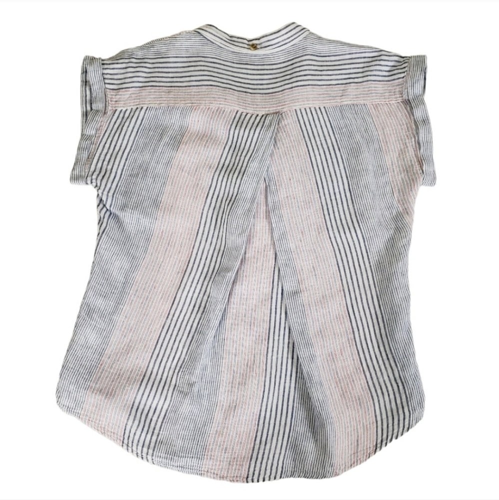 Altar'd State Summer Linen Blend Striped Shirt Top Button Up Medium
